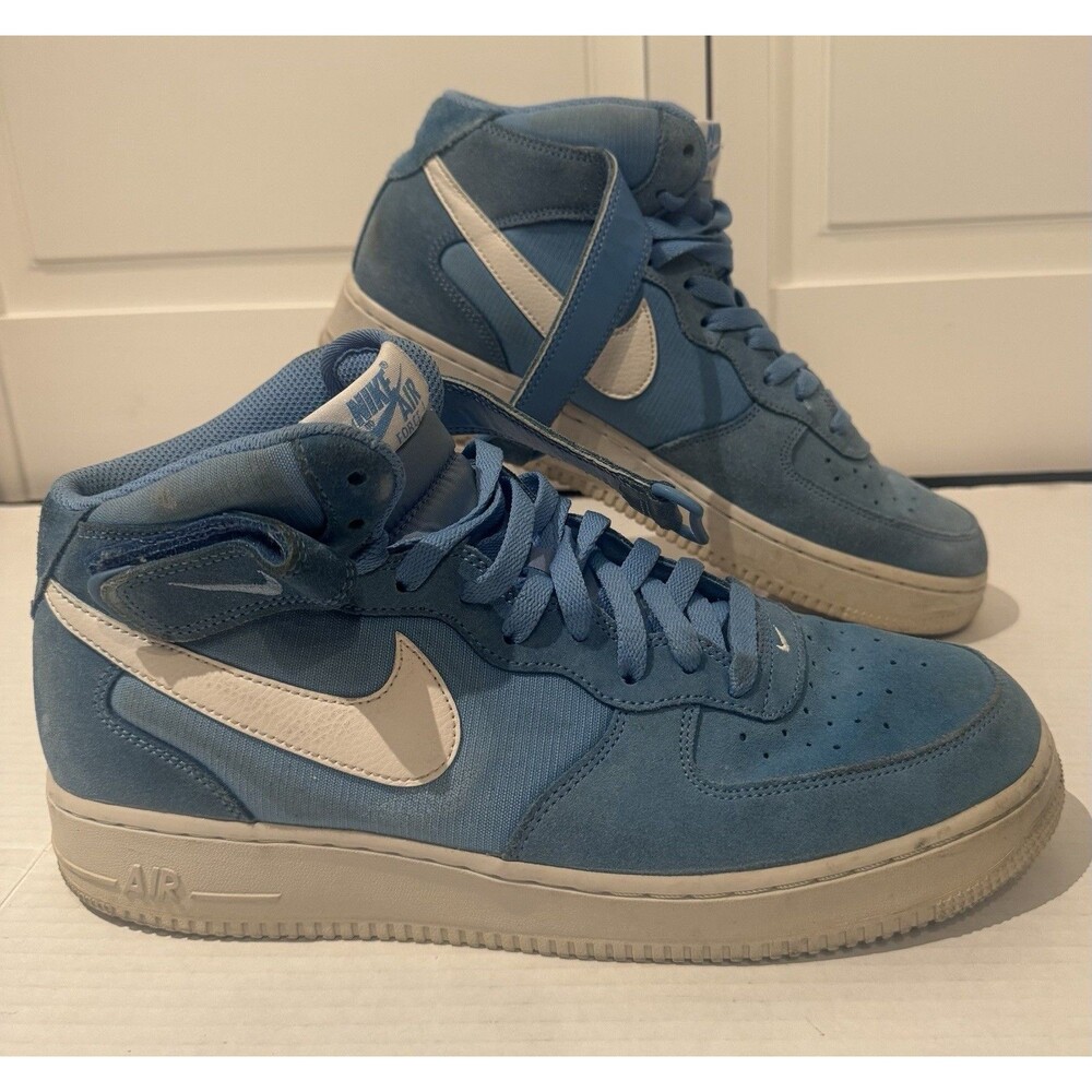 Nike Air Force 1 '07 University Blue White Suede 315123-409 10.5 Sneakers